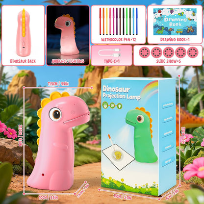 Drawing Projector for Kids, Easter Baskets for Kids Rechargeable Dinosaur Projector, Easy Tracing Toy for Toys Ages 3-14 to Learn Drawing, Perfect Art & Craft Easter Gift for Girls & Boys