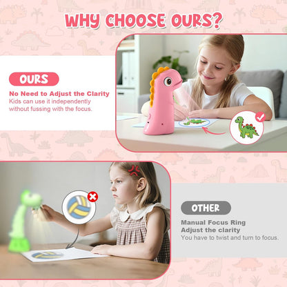 Drawing Projector for Kids, Easter Baskets for Kids Rechargeable Dinosaur Projector, Easy Tracing Toy for Toys Ages 3-14 to Learn Drawing, Perfect Art & Craft Easter Gift for Girls & Boys