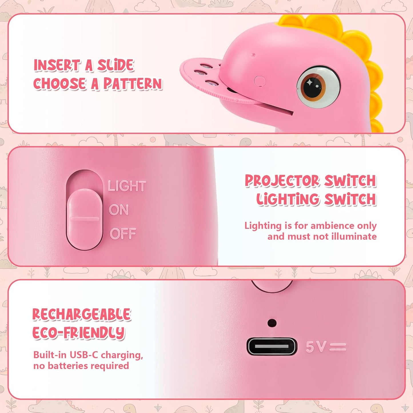 Drawing Projector for Kids, Easter Baskets for Kids Rechargeable Dinosaur Projector, Easy Tracing Toy for Toys Ages 3-14 to Learn Drawing, Perfect Art & Craft Easter Gift for Girls & Boys