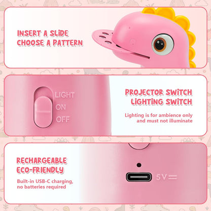 Drawing Projector for Kids, Easter Baskets for Kids Rechargeable Dinosaur Projector, Easy Tracing Toy for Toys Ages 3-14 to Learn Drawing, Perfect Art & Craft Easter Gift for Girls & Boys